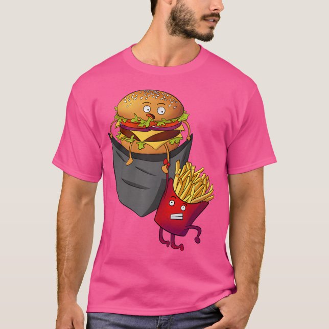 T-shirt Fast Food In Pocket Fries Burger Pommes Frites Pot (Devant)