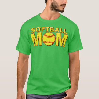 T-shirt Fastpitch Softball Maman Jaune Ball Laces Stitch