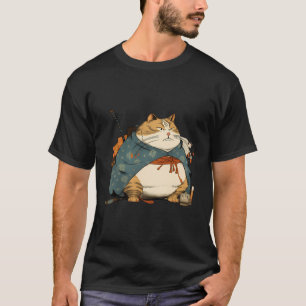 T-shirt Fat Chat Samurai japonais Ukiyo E Style
