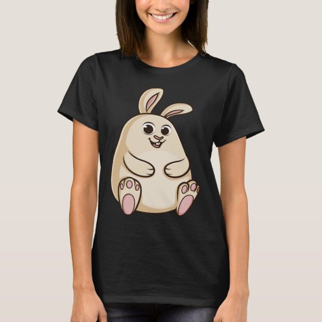 T-shirt Fat Cute Chubby Rabbit Bunny (Devant)