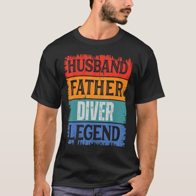 T-shirt Father Husband DIVER Legend Proud Dad  Retro Papa (Devant)