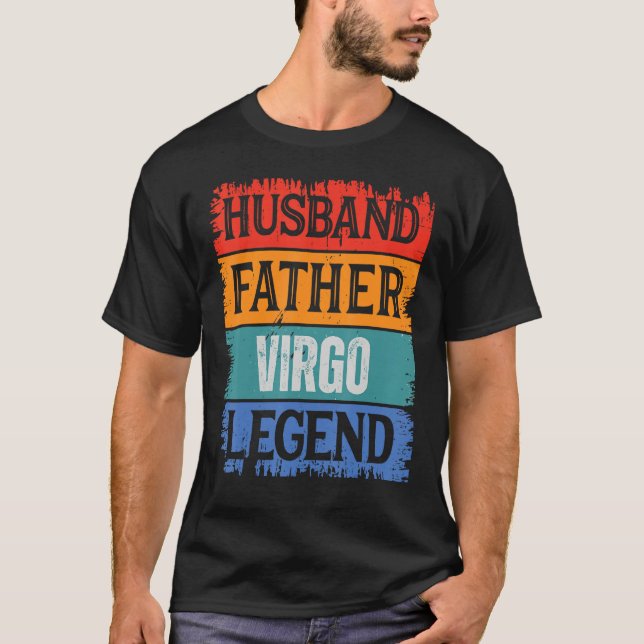 T-shirt Father Husband VIRGO  Legend Proud Dad  Retro Papa (Devant)