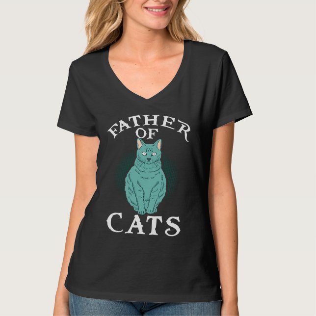 T-shirt Father of Cats  Catfather Cat Dad (Devant)