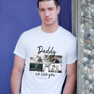 T-shirt Father with Kids and Family Dad Photo Collage