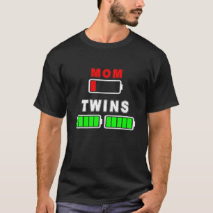 T-shirt Fatigué Maman Faible Batterie De Jumeaux Plein Cha