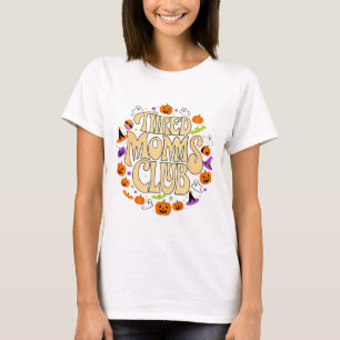 T-shirt Fatigué Moms Club Halloween Fantômes Citrouille Fu