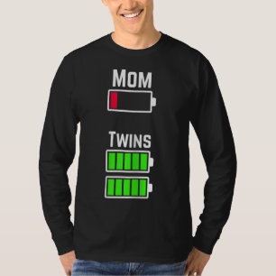 T-shirt Fatigué Twin Maman faible charge de batterie