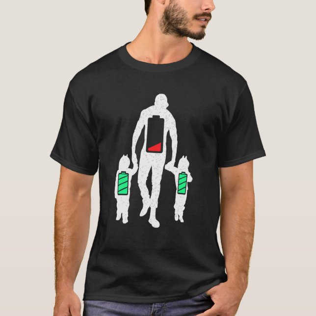 T-shirt Fatigué Twin Papa Batterie basse Charge complète (Devant)