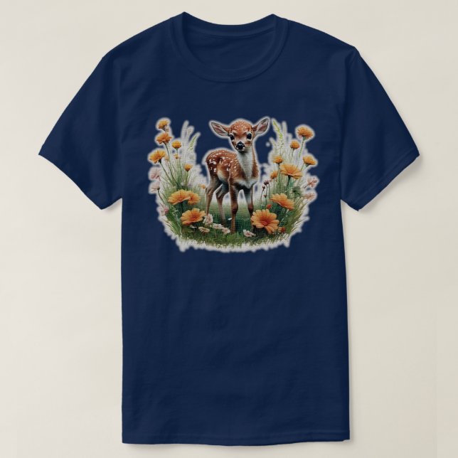 T-shirt fauché dans un champ de fleurs (Design devant)
