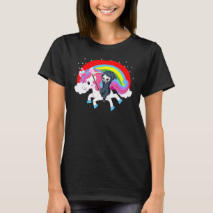 T-shirt Faucheuse chevauchant une licorne arc-en-ciel ange