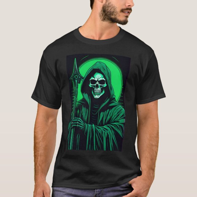 T-shirt faucheuse - Gothique Grim faucheuse Skull  (Devant)