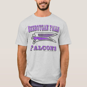 T-shirt faucon étiré avec des mots noir et pourpre