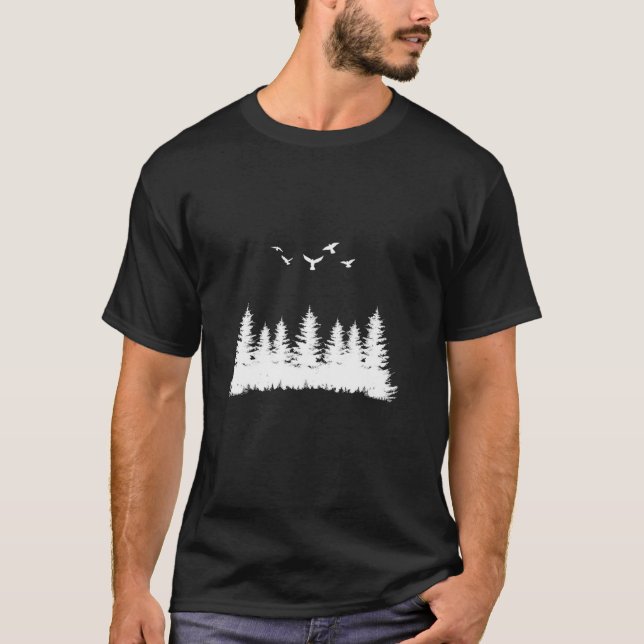 T-shirt Faune Arbres Nature Forêt Montagnes Arbres Outdo (Devant)
