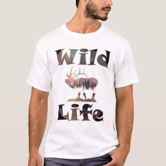 T-shirt Faune avec motif aquarelle d'élan bugling