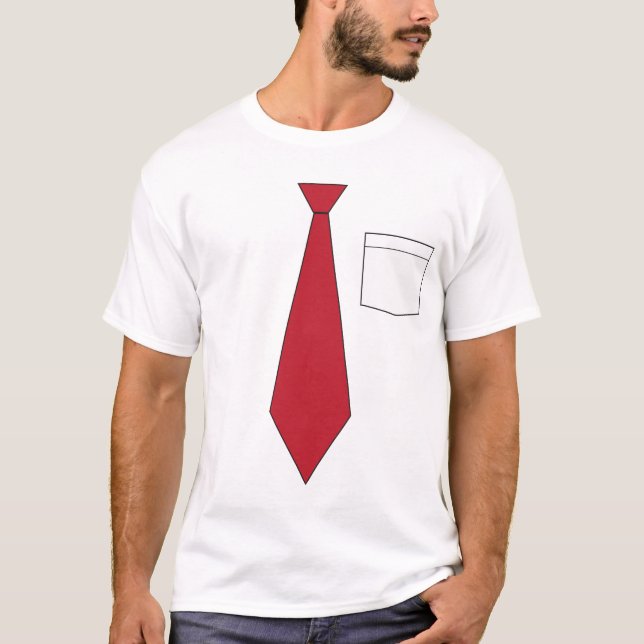 T-shirt Fausse chemise rouge drôle de cravate (Devant)