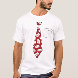 T-shirt Fausse chemise tropicale rouge drôle de cravate