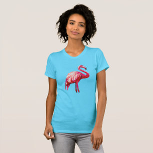 T-shirt Faux Flamingo Tropical Imprimé Oiseau Pailleté
