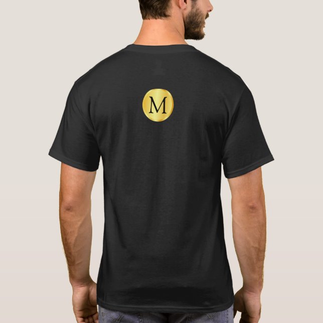 T-shirt Faux Gold Elegant noir Monogramme Modèle personnal (Dos)
