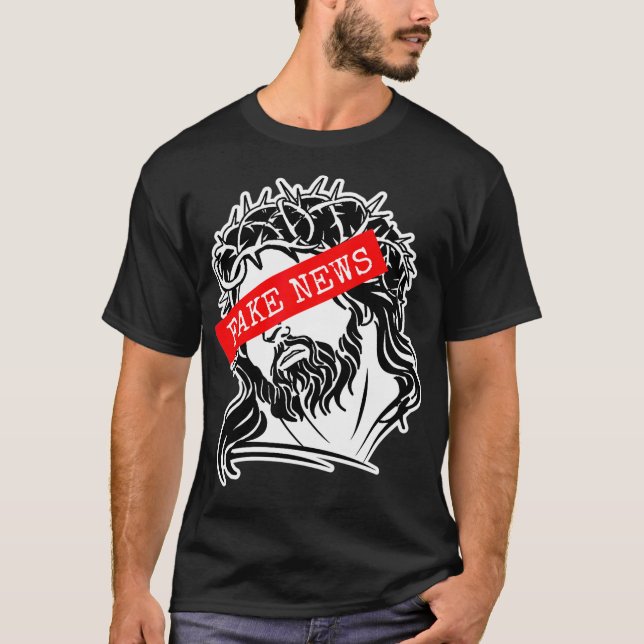 T-shirt Faux News Jésus Inspiré Faux Religion Lié Fal (Devant)