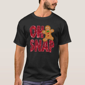 T-shirt Faux Sequins Oh Snap Noël Gingerbread Famille