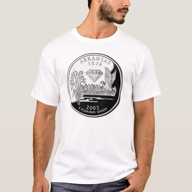 T-shirt Faux State Quarter Crater of Diamonds (Devant)