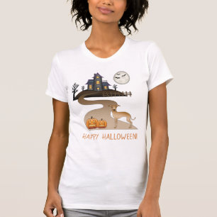 T-shirt Fawn Iggy Cute Dog Et Halloween Maison Hantée