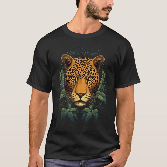 T-shirt Fearless Jaguar Face Big Cat Lover Print Art Graph (Devant)