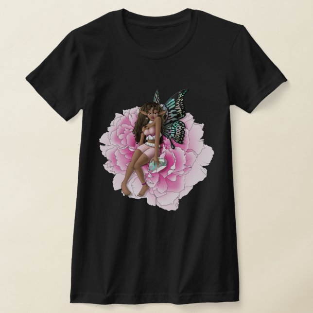 T-shirt Fée afro-américaine à la rose (Poser)