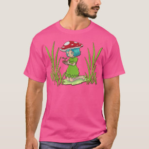 T-shirt Fée Cute Avec Toadstool De Champignons Casquette P