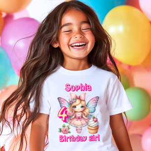 T-shirt Fée de cupcake rose anniversaire papillon