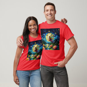 T-shirt Fée de vol au clair de lune en vitrail 
