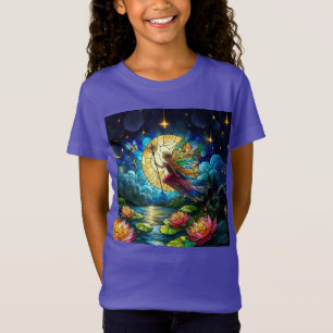T-Shirt Fée de vol au clair de lune en vitrail 