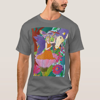 T-shirt fée d'Imaginaire dans une fleur tout en touchant u