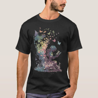 T-shirt Fée Papillon Aquarelle Lecture Bibliothèque Fanta