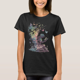T-shirt Fée Papillon Aquarelle Lit Livre Bibliothèque Fant
