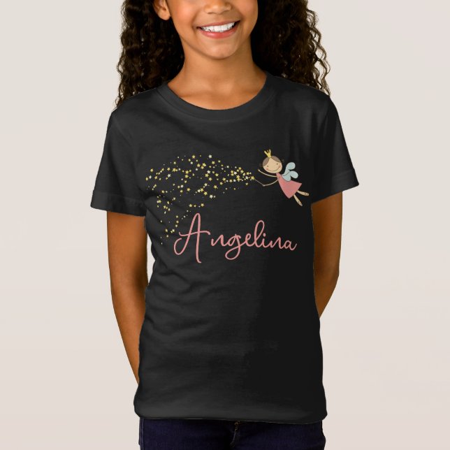 T-Shirt Fée rose douce Princesse & Étoiles Fille Whimsical (Devant)