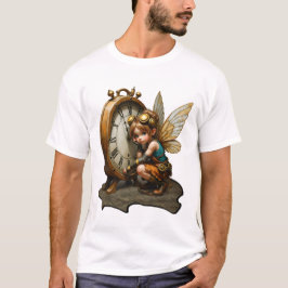 T-shirt Fée Steampunk avec ailes d'or et horloge antique
