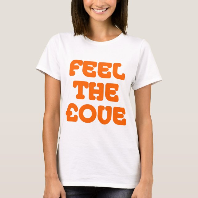 T-shirt Feed The £ove - Orange on Light (Devant)