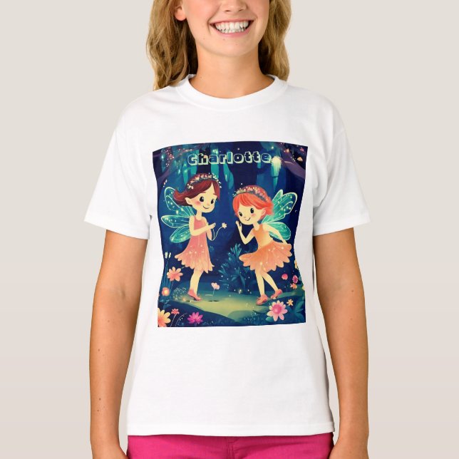 T-shirt Fées Jouant Dans Le Nom De La Forêt Enchantée (Devant)