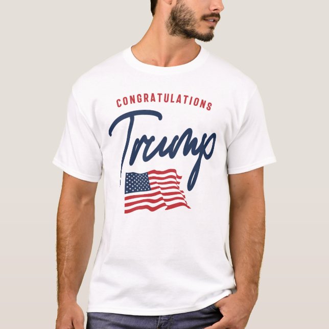 T-shirt Félicitations à Trump American Flag (Devant)