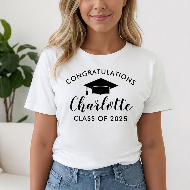 T-shirt Félicitations Diplômé Script Nom 2026 (Créateur téléchargé)