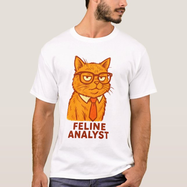 T-shirt Feline Analyst – Funny Retro Cat Gift (Devant)