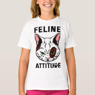 T-shirt Feline Attitude Chat Mood Caractère animal de comp