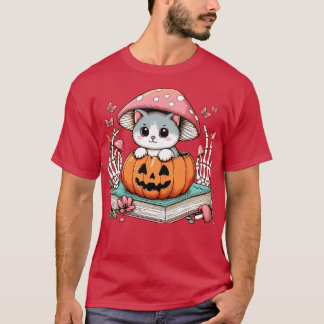 T-shirt Feline Lover Skeleton Halloween Halloween Femmes a