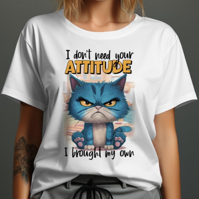 T-shirt Feline Rebel : Chat Bleu Aux Yeux Jaunes (Créateur téléchargé)