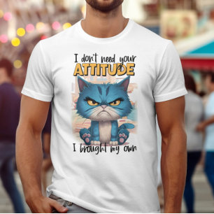 T-shirt Feline Rebel : Chat Bleu Aux Yeux Jaunes