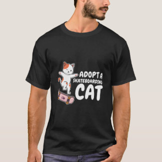 T-shirt Féline Skateur Planche à Roulettes Skateboardeur P
