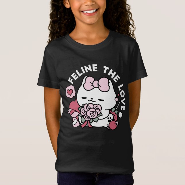 T-Shirt Feline the Love - Design de chat de la belle Valen (Devant)