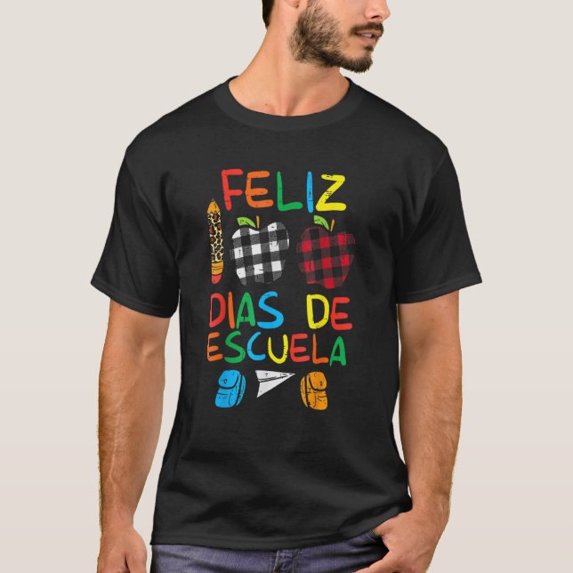 T-shirt Feliz 100 Diaz De Escuela 00th Day School Spanish  (Devant)