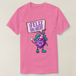 T-shirt Feliz Año Nuevo Uvas Espagnol Bonne Année Rose